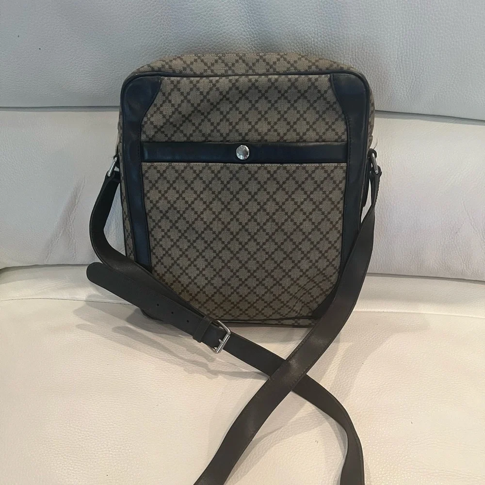 GUCCI Diamante 268159 Beige Black Dark Brown PVC & Leather Messenger Bag